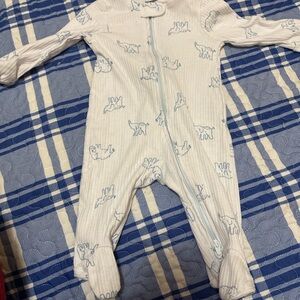 Carter's Cream and Blue Dinosaur Footie